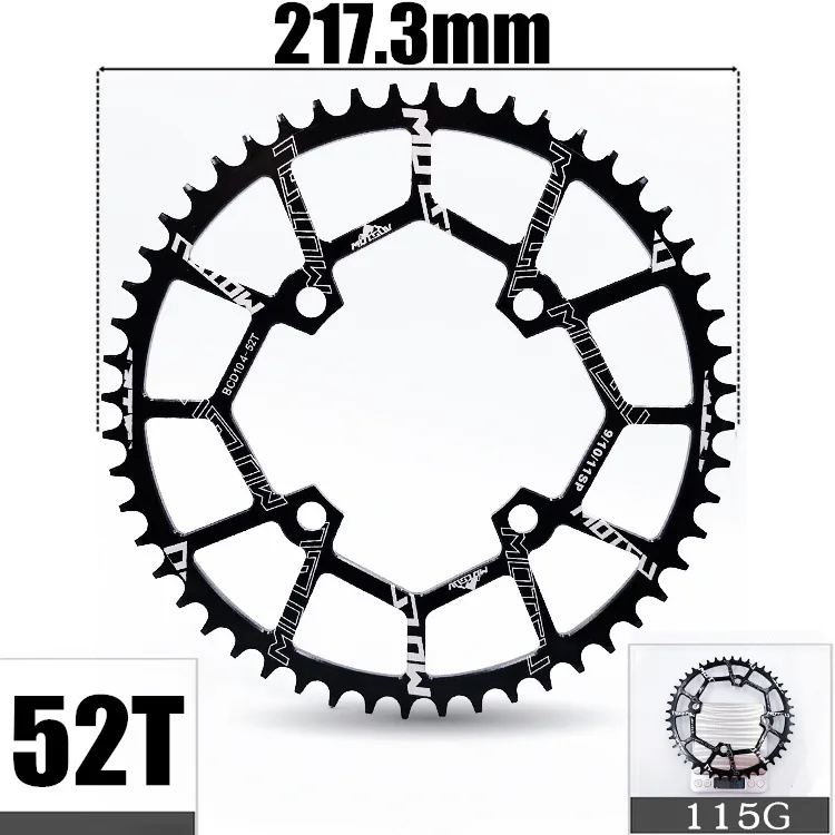 MOTSUV 104BCD 44T 46T 48T 50T 52T MTB дорожный велосипед узкая широкая Звездочка кривошипная передняя часть колеса свободного хода - Цвет: 52T Black