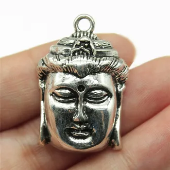 

Charms 2pcs Buddha Head Antique Silver Color 1.3x0.9 Inch (32x22mm) Metal Alloy Jewelry DIY Accessories