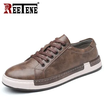 

REETENE New Outdoor Men's Flats Shoes Genuine Leather Lace Up Casual Shoes High Quality Fashion Male Footwear All-Matching Shoes
