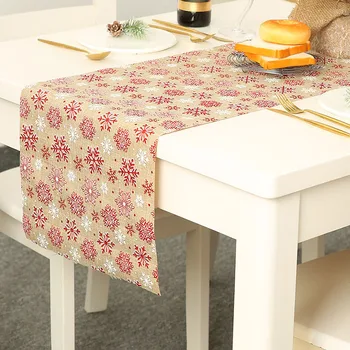 

Christmas Santa Poinsettia Dining Table Runner Home Tablecloth Decor Holiday