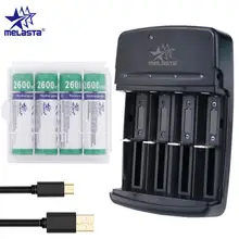 Melasta NIZN AA 1.65V 2600mWh Rechargeable Battery with 4 slots LED USB charger Ni-Zn rechargeable batteries for toys MP3 camera