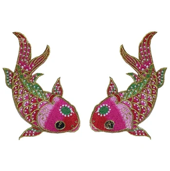 

National Carp Fish Embroidered Patches Stripes For Clothing Sew On DIY Patches Applique Stickers Clothes Sew Badges Patchwork