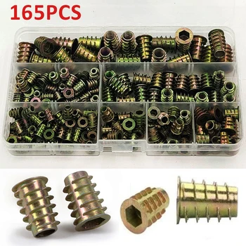

165pcs M4 M5 M6 M8 Threaded Hex Drive Insert Fixing Wood Screw Inserts Nuts For Wood Insert Nut Flanged Hex Drive Head Nuts