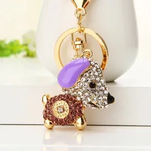Искусственный бриллиант щенка автомобиля брелок женский корейский стиль Милая креативная сумочка кулон брелок для ключей из сплава подарок AliExpress