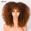 16''Short Hair Afro Kinky Curly Wig With Bangs For Black Women Cosplay Lolita Synthetic Natural Glueless Brown Mixed Blonde Wigs 4