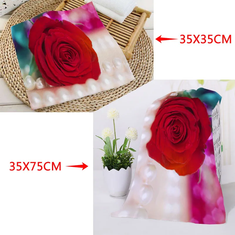 Custom Rose Towels Microfiber Travel Fabric Quick Drying Printing Absorbent Wearable Towel Beach Hair Towels