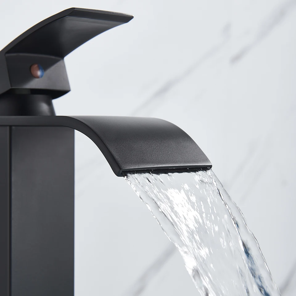 Bathroom Faucet Bathroom Waterfall Basin Sink Faucet Black Faucets Brass Bath Faucet Hot&Cold Water Mixer Vanity Tap Deck Mounted Washbasin Taps
