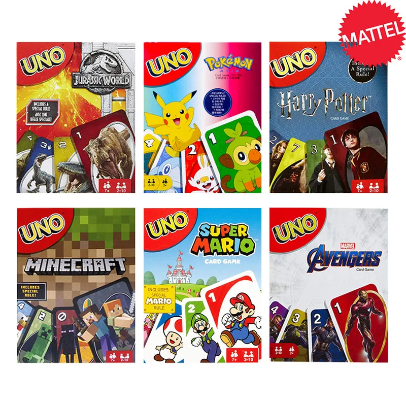 Mattel карты UNO Game Pokemon Marvel Minecraft Гарри Поттер BTS серии аниме семейная смешная игра в