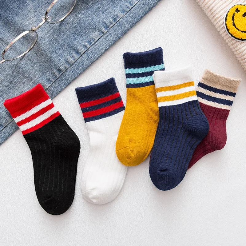 

2018 Autumn And Winter New Style Cotton CHILDREN'S Socks Mixed Colors Three Bars Men And Women Children BABY'S Socks Relent Stud