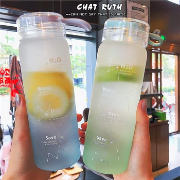 

For Women Cute Water Bottle Creative Fashion Transparent Glass Water Bottle Crystal Botella Para Agua Camping Equipment YY50WB