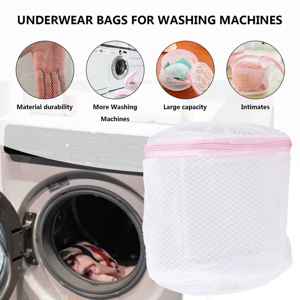 1pc Laundry Wash Bags Zippered Mesh Foldable Lingerie Bra Socks Underwear Washing Machine Clothes Protection Net 120X150mm