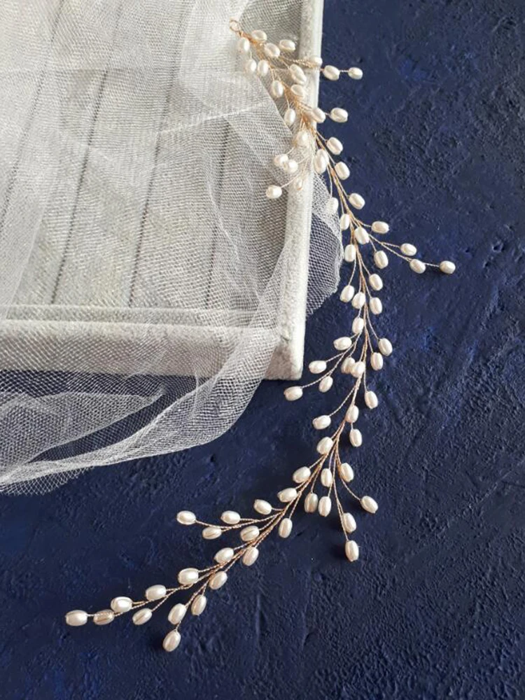 Silver Golden Women Pearl Hair Vine Chic Girls Party Hair Ornaments Bridesmaid Gift Tiara Headband Wedding Bridal Accessories