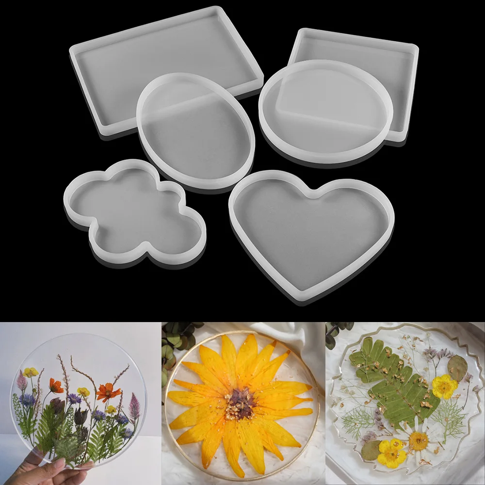 

1Pcs Hearts Coaster Silicone Molds Drink Cup Tray Plate Epoxy Resin Mold For DIY Home Decor Jewelry Making Crafts Tools Supplies