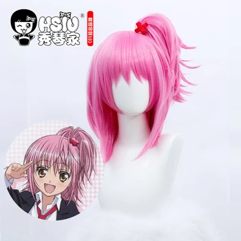 

HSIU Brand Guardian Sweetheart Cosplay wig Amu Hinamori Cosplay Girl pink High ponytail short hair Fiber synthetic wig