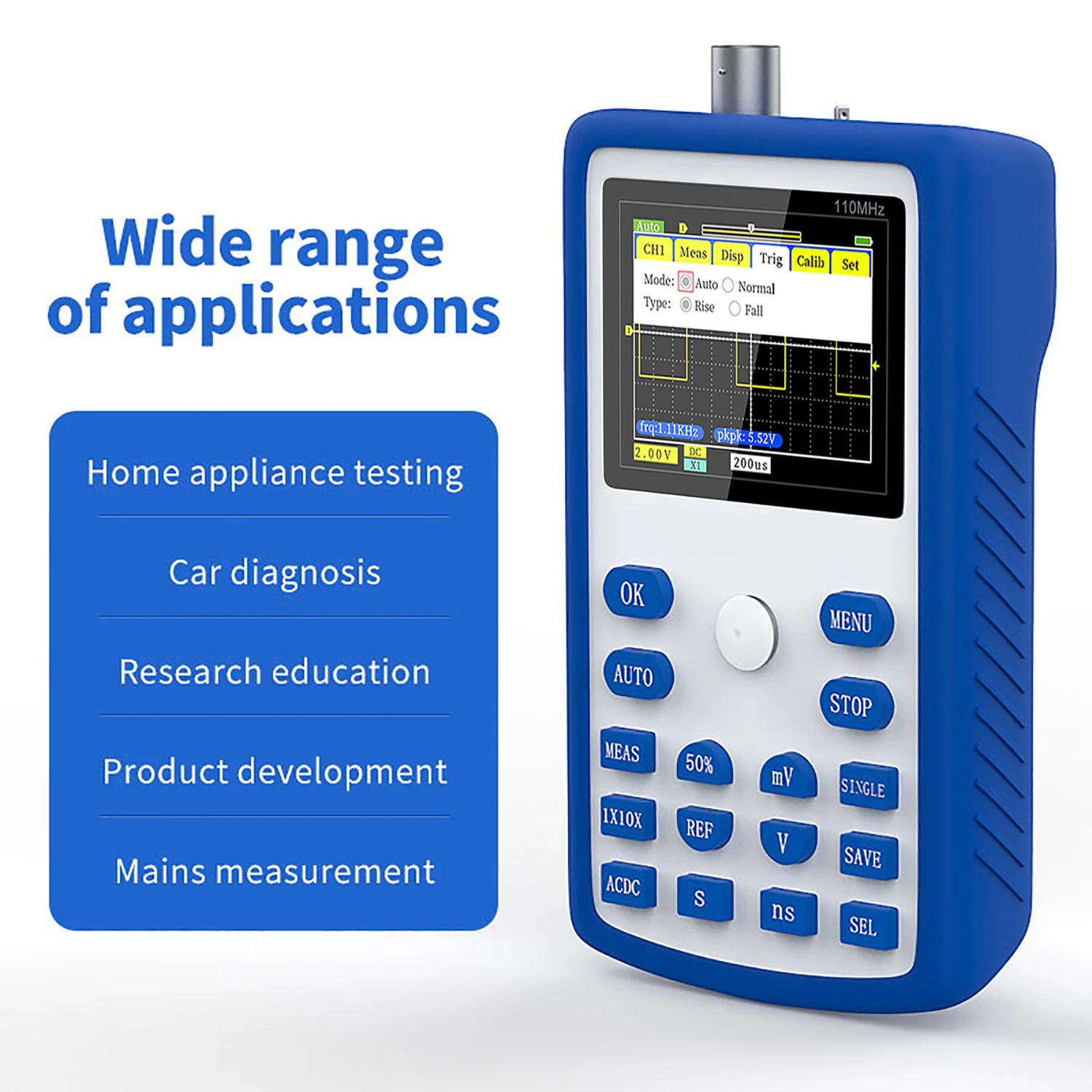 FNIRSI Portable Handheld Digital Storage Oscilloscope 110MHz Bandwidth 500MS/s FNIRSI Portable Handheld Digital Storage Oscilloscope 110MHz Bandwidth 500MS/s
