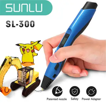 

SUNLU new SL-300 3D pen optional with 20 colors of 5M PLA filament and LCD control temperature safe for children use