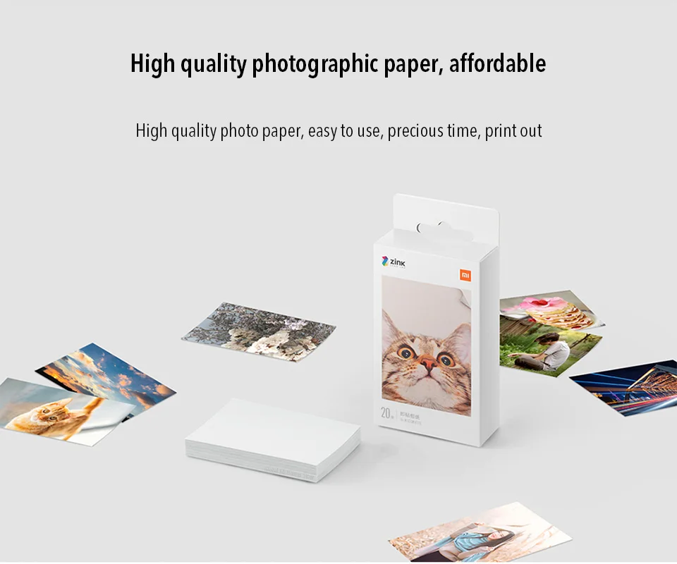 Xiaomi Pocket Print Sticky photo paper 50 листов одноразового изображения без клея для печати чернил Высококачественная фотобумага 3 дюйма