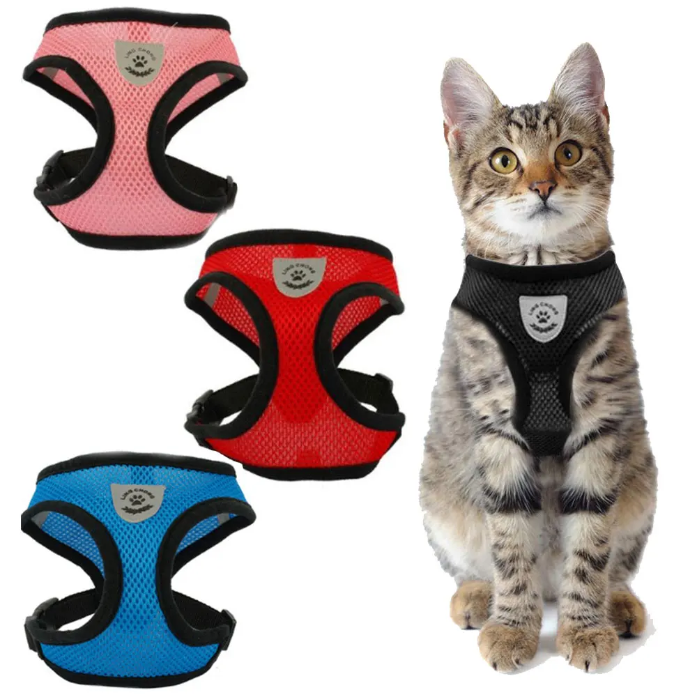 

Mesh Cat Harness and Leash Breathable Reflective Kitten Cats Harnesses Small Dog Puppy Harness for French Bulldog Chihuahua Pug