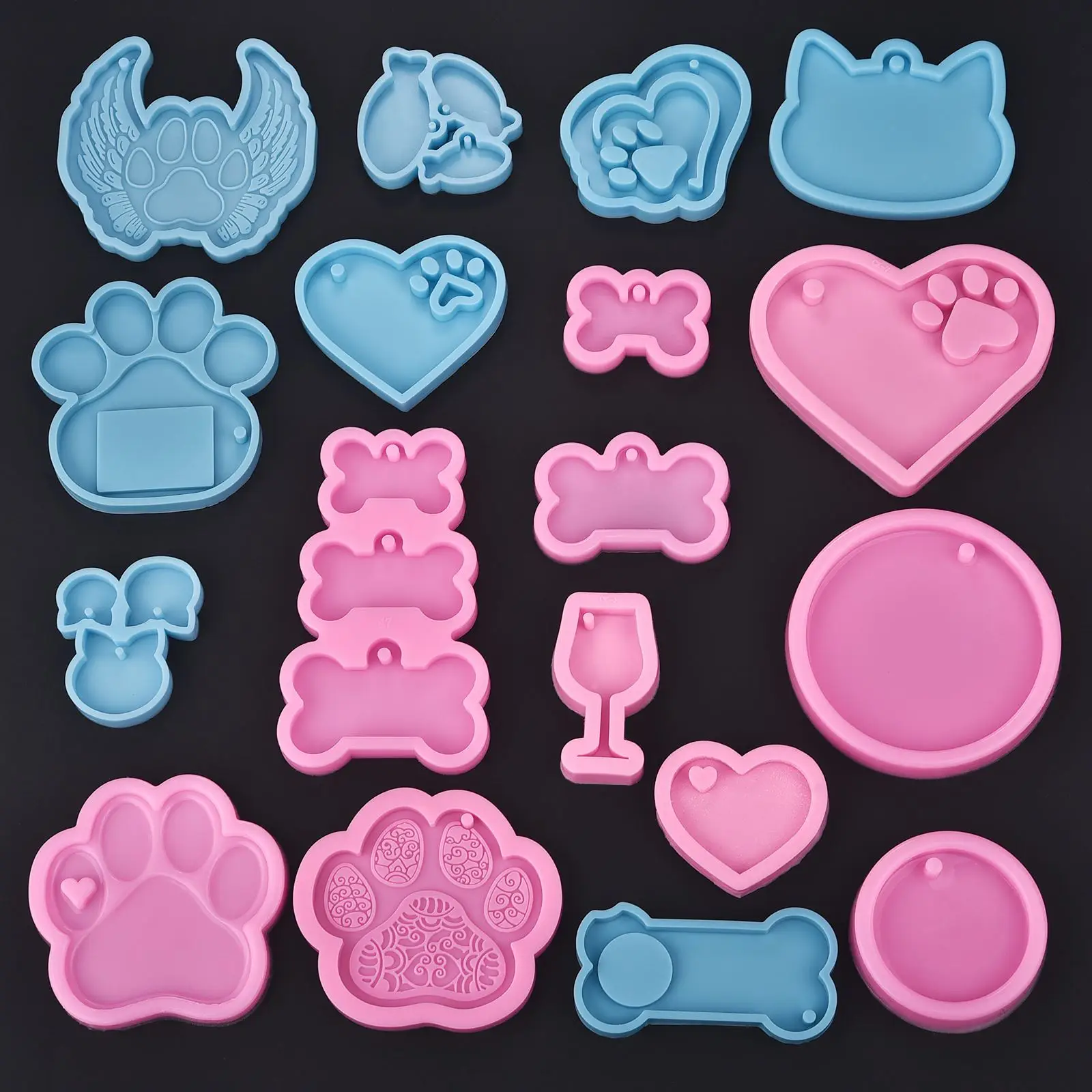 DIY Dog Tag Bone Shaped Keychain Casting Silicone Mould Key Chain