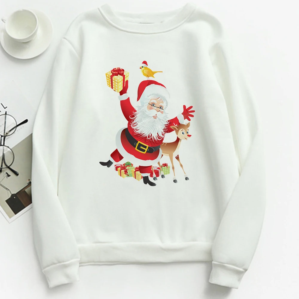 

Round Neck Art Style Woman Hoodies Santa Claus Is Saying Hello Graphic Hipster Sweatshirts Merry Christmas Fashion Women Clothes