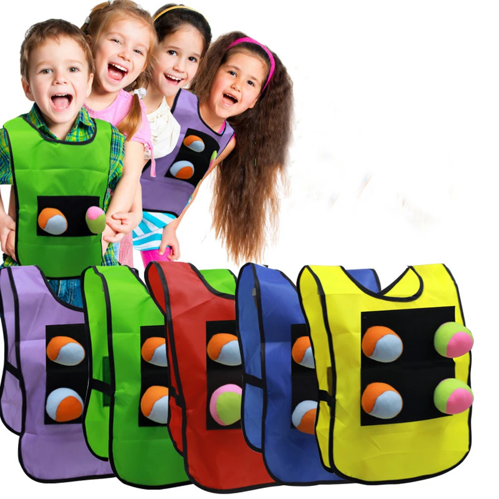 

1Set Children Outdoor Sports Game Props Vest Waistcoat With Sticky Ball Throwing Toys Sticky Jersey Vest