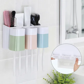 

Fashion Home Bathroom Accessories Toothbrush Holder Wall Mounted 3 Cups Natural Straw Anti-dust Gargle Cup Set Wall Mount #GH