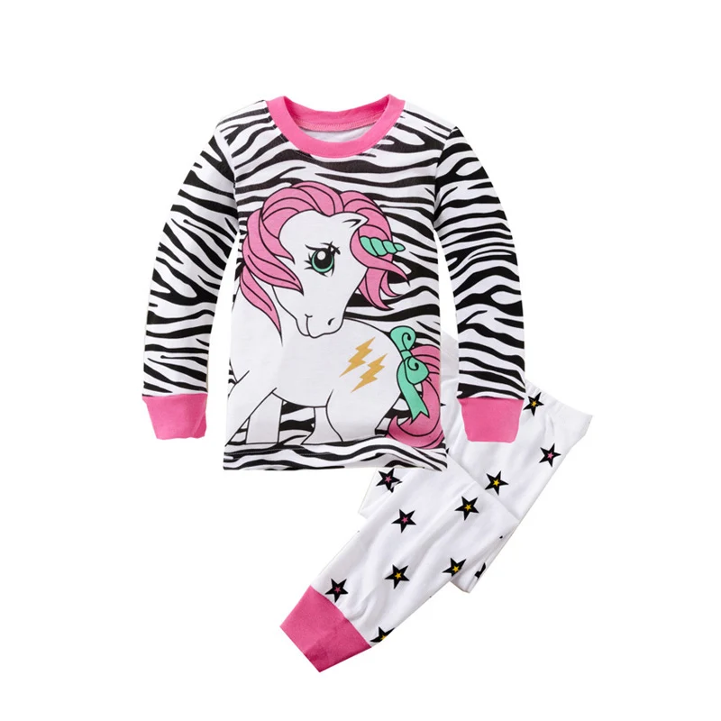 Хлопковые детские пижамы с пандой для мальчиков и девочек; пижамы с единорогом; пижамы для детей 2-8 лет; Пижама принцессы; комплекты одежды - Цвет: A044