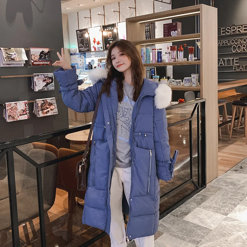 

Large Fur Collar down Jacket Cotton-padded Clothes Women's Mid-length Autumn & Winter 2019 Korean-style Loose-Fit BF Style Waist