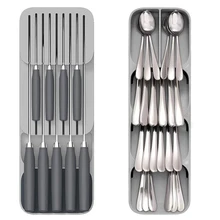 Scatola di Immagazzinaggio posate Coltello di Plastica Block Holder Cassetto Coltelli Forchetta Cucchiaio Rack di Stoccaggio Coltello Del Basamento Armadio Da Cucina Vassoio Organizzatore(China)