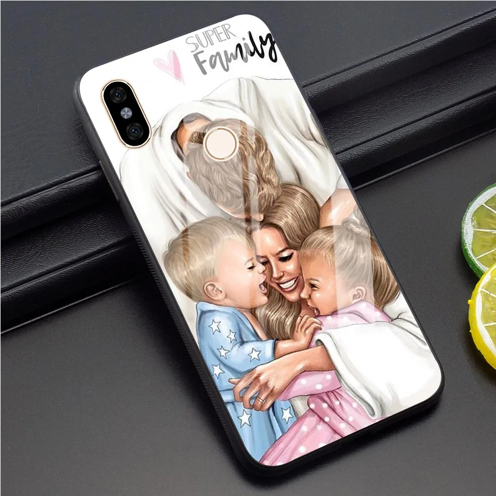 K1532402 Супер мама девочка чехол из закаленного стекла для телефона для Xiaomi mi 8 красный mi телефон чехол для 9 Pocophone 4X 6A Note 5 6 Pro 7 A1 A2 8 Lite - Цвет: K1532402