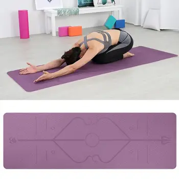 

TPE Yoga Mat with Position Line Non Slip Carpet Mat Beginner Environmental Fitness Gymnastics Mats Gym Pads with Position Line