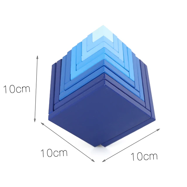 Baby Wooden Toys Rainbow Stacking Cubic Blocks / Kids Creative Wooden Cube Blocks Montessori Toy Gift 6