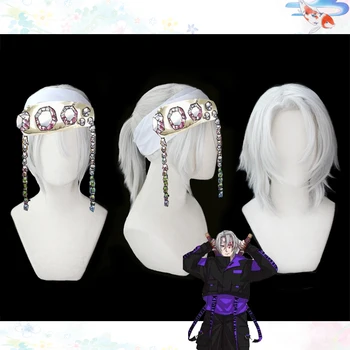 

Uzui Tengen Demon Slayer Kimetsu No Yaiba Cosplay Costumes Prop Headwear Headband Accessories Hair Wig+Wig Cap