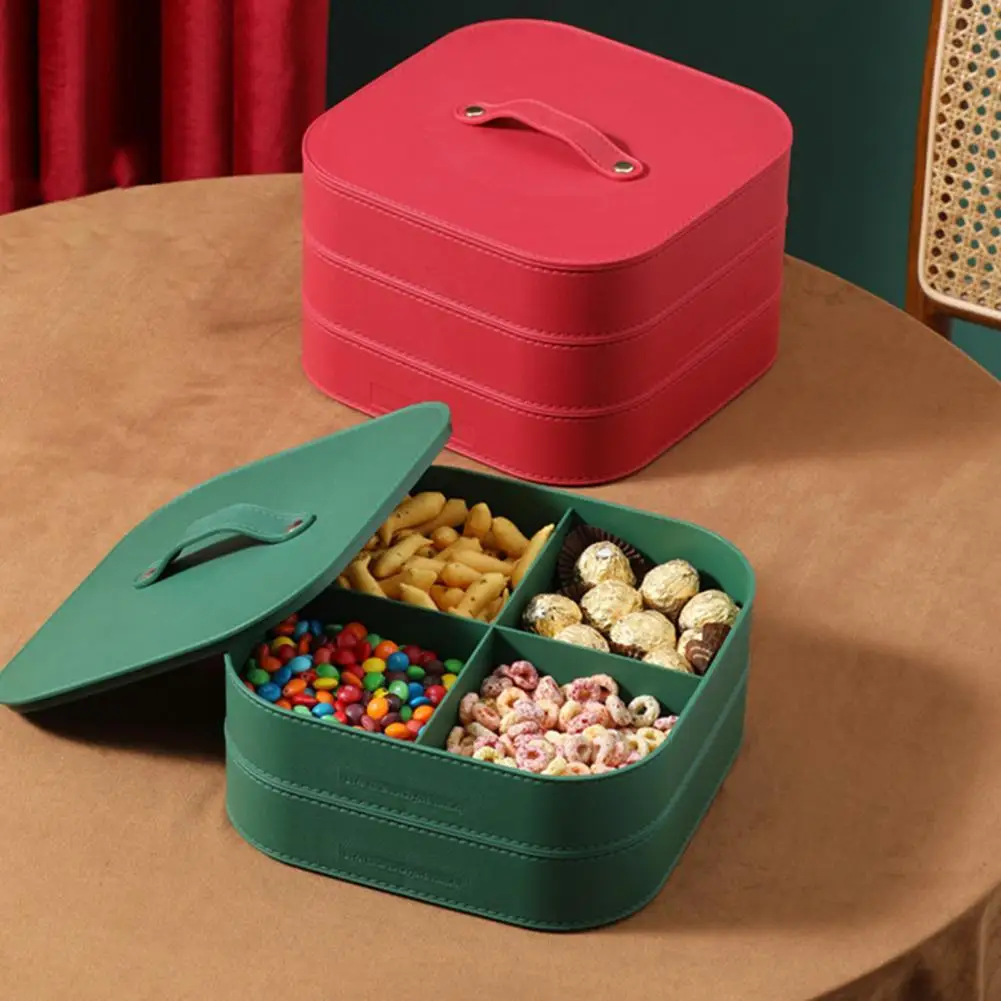 Detachable Lidded Snack Candy Nut Box Storage Case Classified Faux