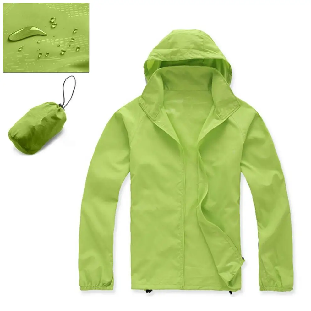 

Unisex Green Waterproof Windproof Jacket Bicycle Running Outdoor Sports Rain Coat