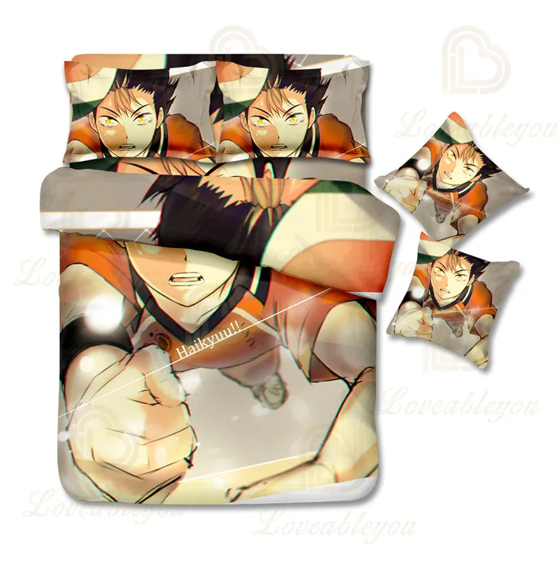 

Anime Printed Premium Soft Duvet Cover Family Size Haikyuu!! Bedding Set 4Pcs/Set Bed Sheet Pillow/Quilt Cover Pillowcase