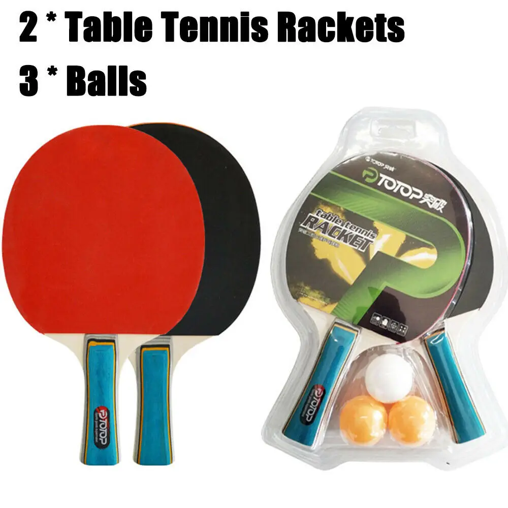 

2PCS Professional Table Tennis Racket Paddle Ping Pong Bat+ 3 Balls Bag Set Student Sports Equipment Ping Pong Paddle Racket Set