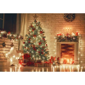 

Custom digital printing cloth Christmas tree photo backgrounds for family portrait banner photography backdrops