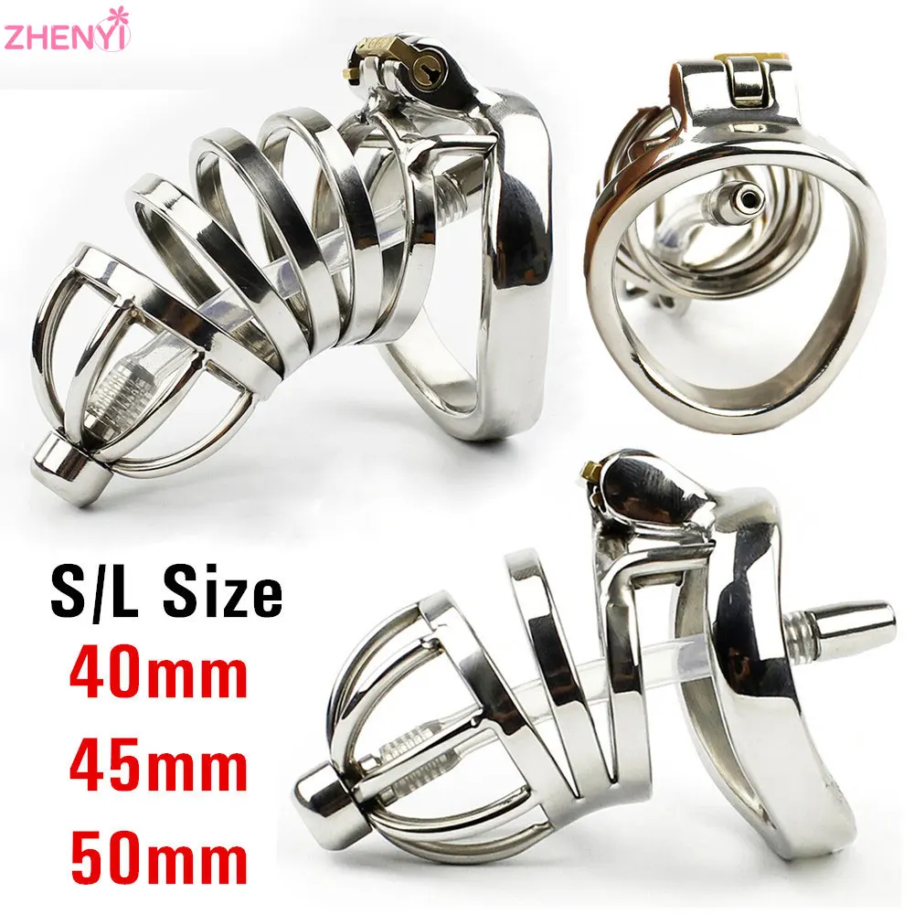 Newest！New Stainless Steel Cock Cage Penis Ring Lock Male Chastity Device Catheter Stealth Belt Sex Toys For Men Adult Products