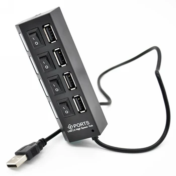 

New High Speed LED SlimB Hub 2.0 4 Ports Usb Hub Splitter with ON/OFF Switch For Desktop Laptop Notebook PC