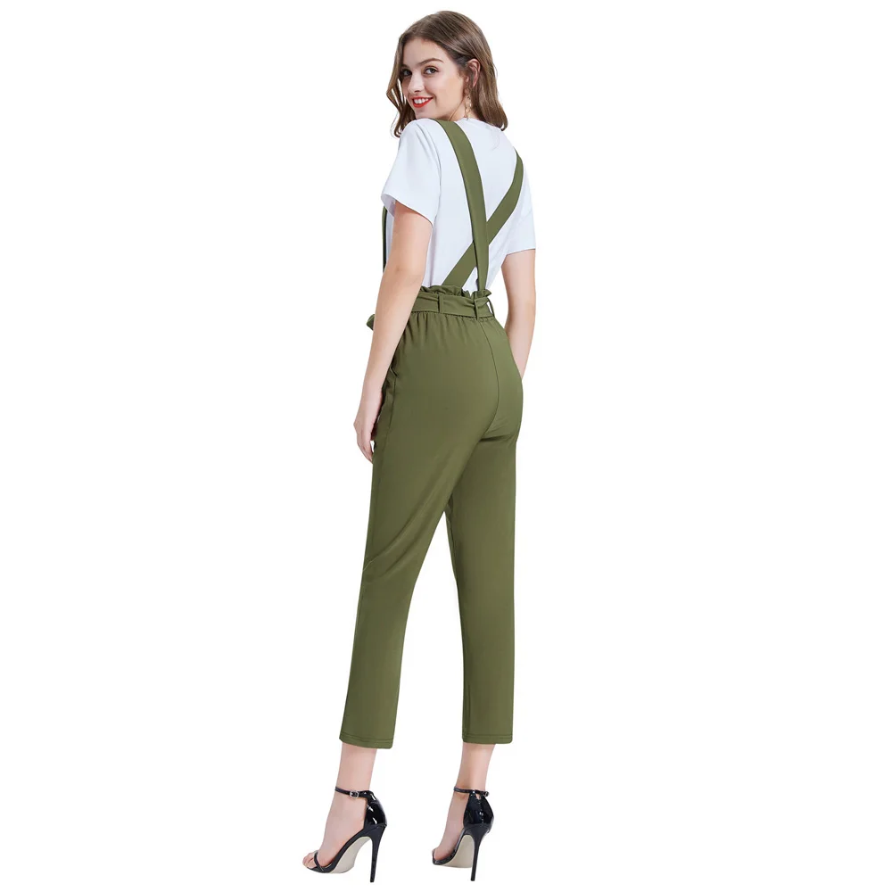 Women's Pants Autumn Ladies solid color Pants Elastic Waist Cropped Length Trousers Loose Streetwear Pantalones
