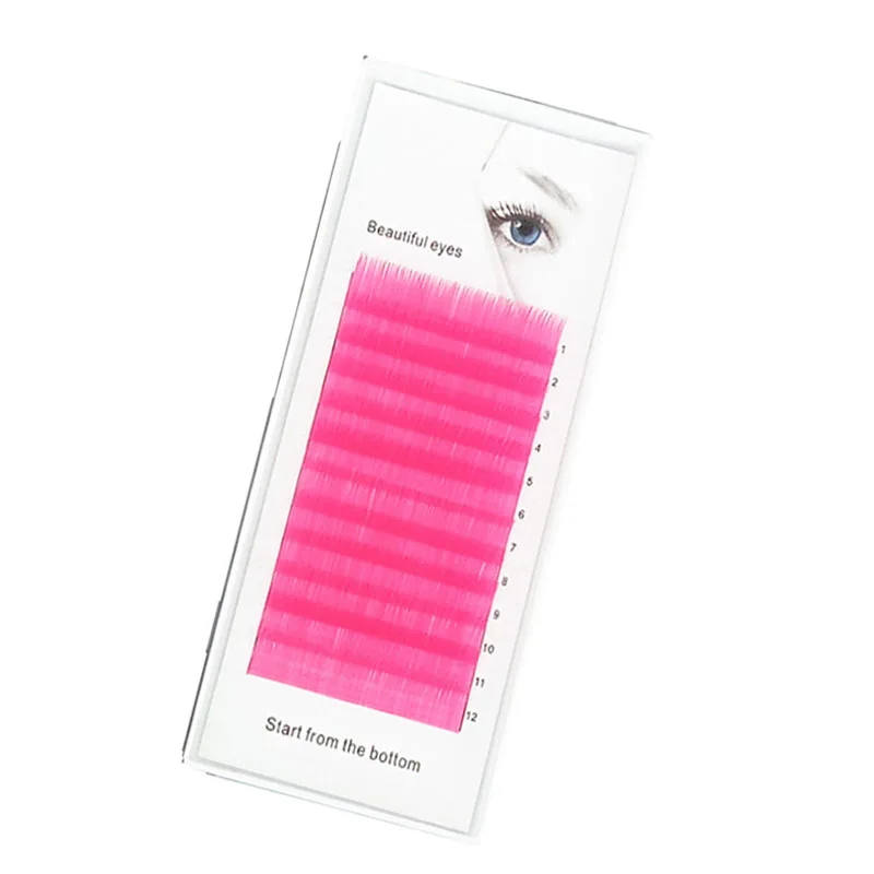 New Eyelash Extension green blue purple Sky blue Rose red mixing Individual Eyelashes Premium Mink Soft eyelashes for building - Цвет: 9