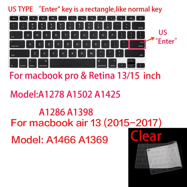 Keyboard cover for Apple Macbook pro13/16/15 Air13 inch All series Laptop silicone Case Transparent Clear Protecter film EU/US J