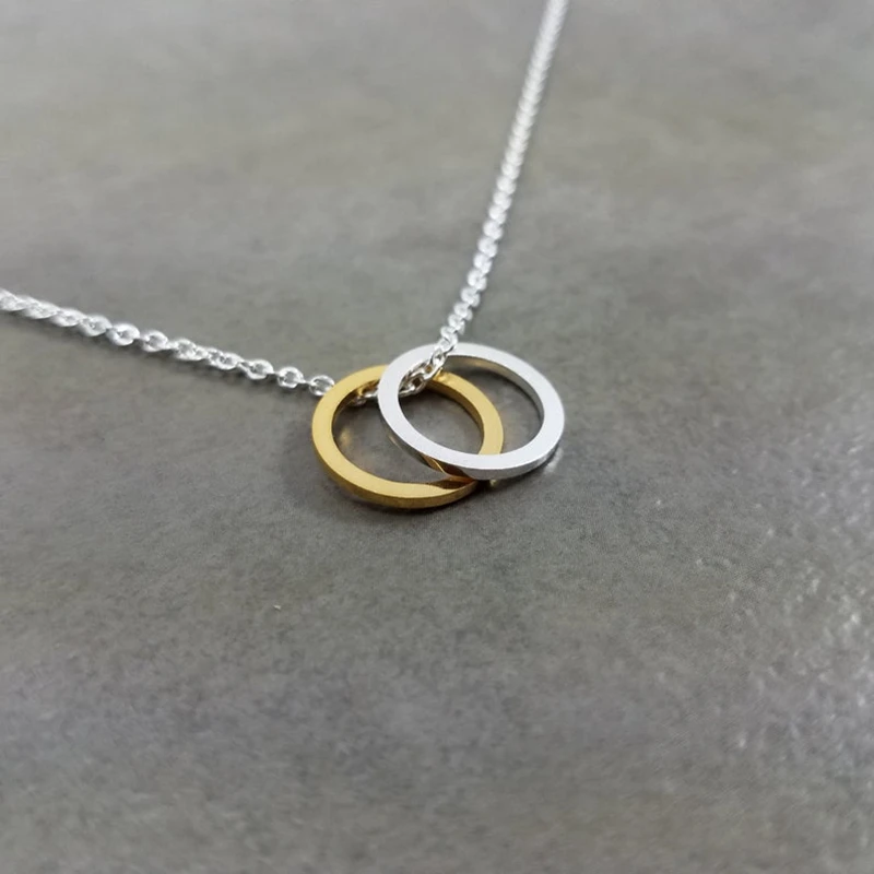 

Circular Round Dual Collar Silver Color Double Circle Necklace Women Fashion Jewelry Stainless Steel Chain Bijoux Femme 2019