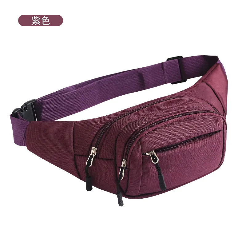 Мужская и женская тканевая поясная сумка с карманами, многофункциональная практичная износостойкая водонепроницаемая сумка для спорта на открытом воздухе и путешествий, маленькая нагрудная сумка - Цвет: Purple