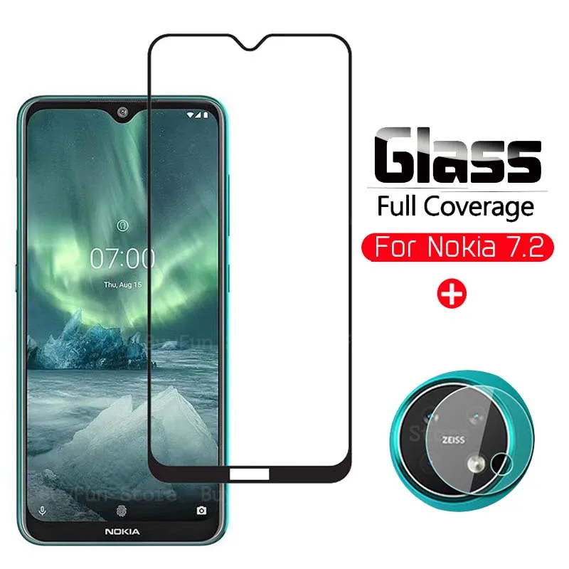 

2 in 1 Protective glass On for NOKIA 7.2 Camera Back Lens Screen Protector Glass for nokia7.2 Tempered Glass Film
