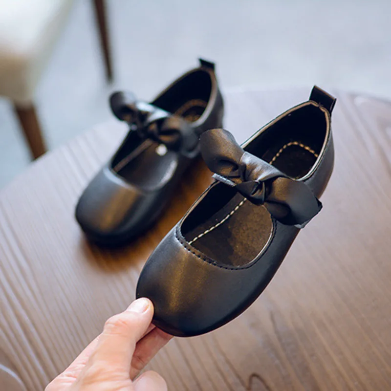 

Children Girls Mary Jane Front Bow Hook Loop Strap Ballerina Flat Shoes for Summer Spring YH-17