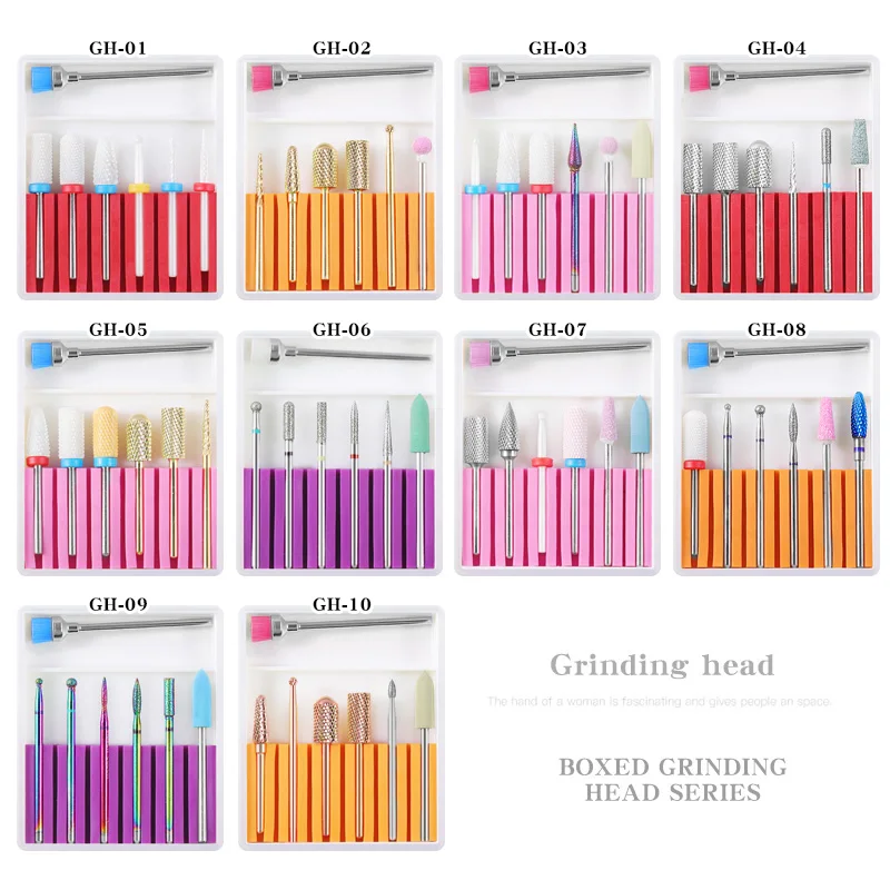  7PCS Ceramic Diamond Nail Drill Bits Set Milling Cutters Electric Manicure Pedicure Machine Gel Rem