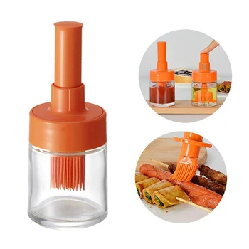 

Oil Bottle With Silicone Brush Plastic Sauce Brush Sauce Distributor BBQ Oil Brush Heat Barbecue Cooking Accessories Kitchen