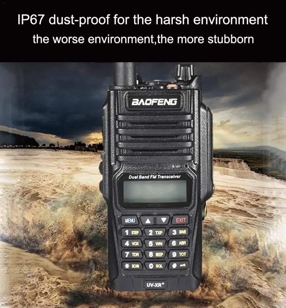 Baofeng UV-XR PLUS 10 Вт Мощный IP67 10 Вт водонепроницаемый Walkie Talkie CB радио портативный 10 км дальность двухстороннее радио